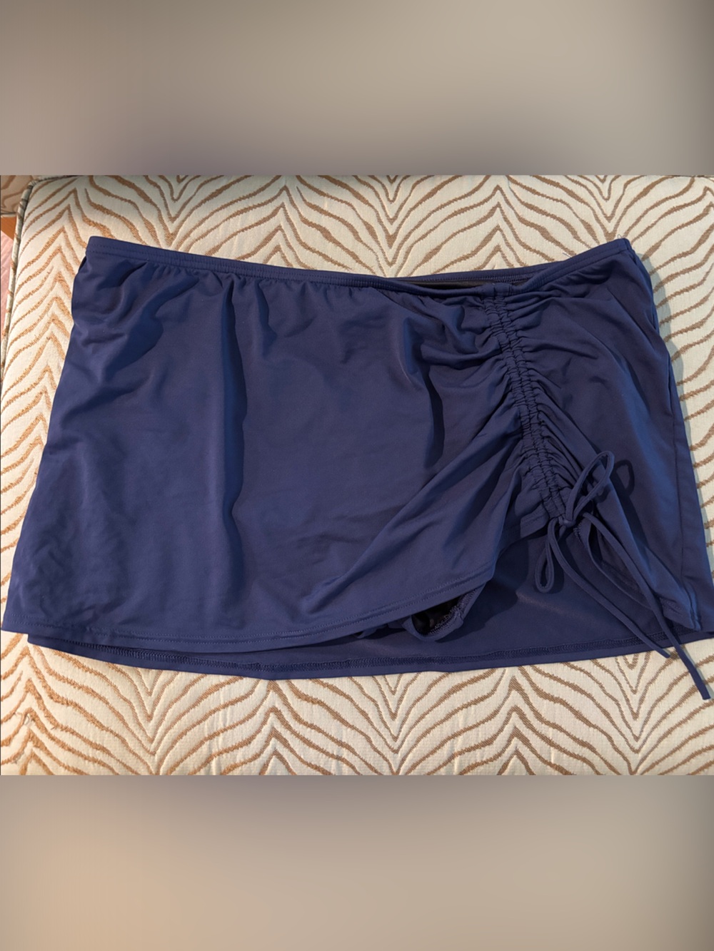 Women's Navy Tummy Control UPF 50 Swim Skirt with Adjustable Drawstring on side